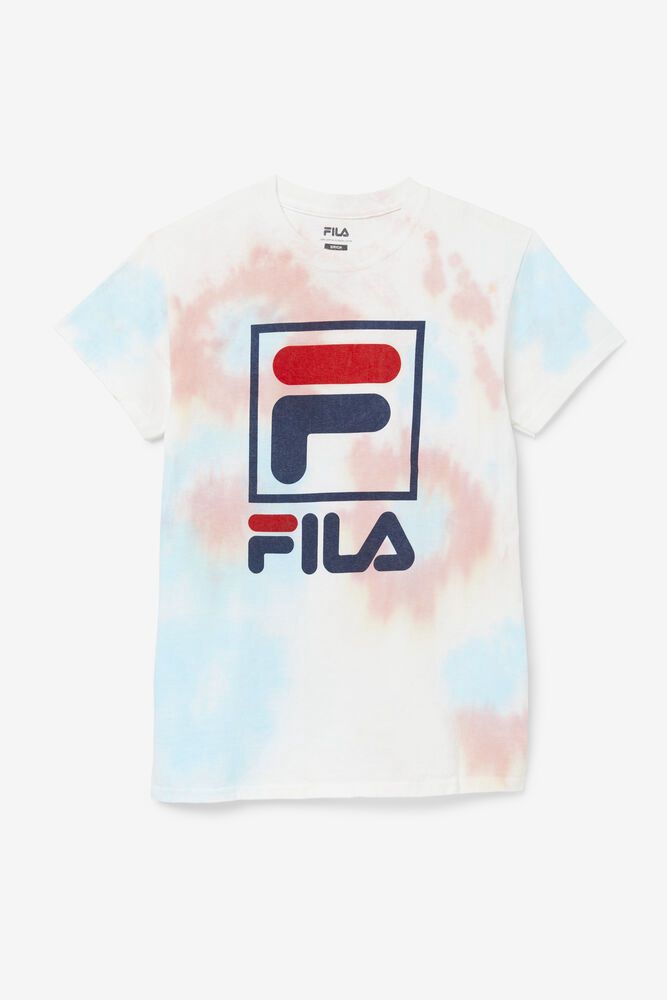 Tricou Fila Barbati Albi Tie Dye Stacked Logo LBEQ-73021